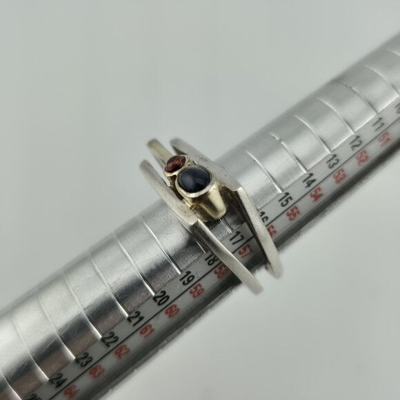 Sterling Silver Ring Mid-Century contemporary Artisan Minimalist Square Stack 8 - Picture 4 of 14